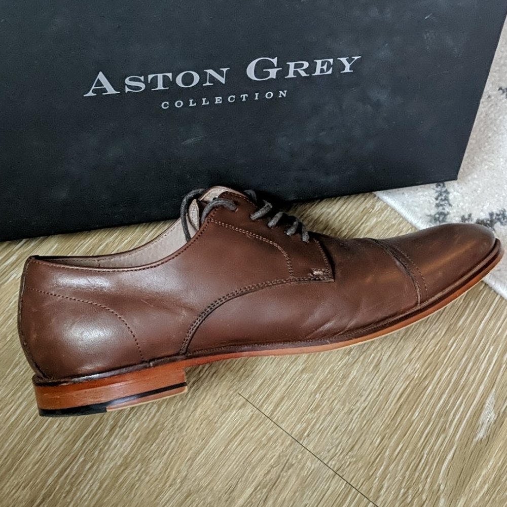 Men’s Aston Grey Leather Dress Shoes